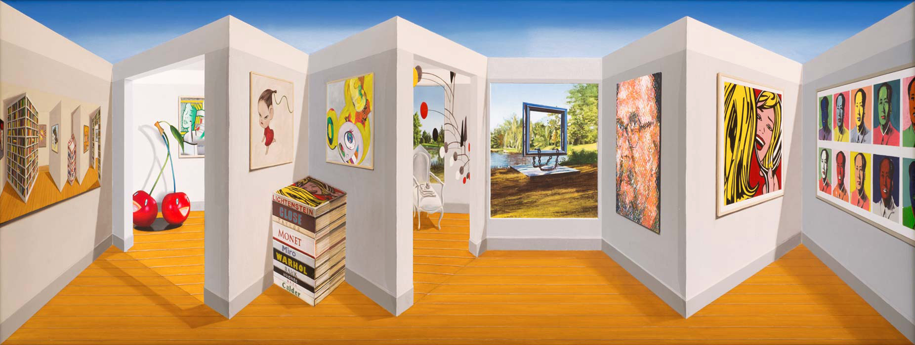 Jill, Scott, Miro and Monet <p>2014 | 67 X 144 X 20 cm / 26½ x 57 x 8 in</p>
