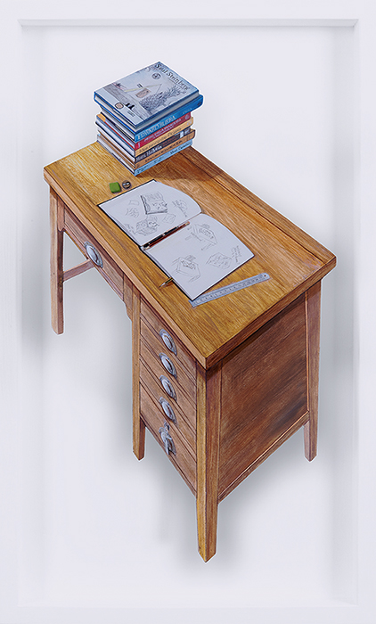 A Wizard's Desk <p>2025 | 76.5 x 46.7 x 25.8 cm / 30 ⅛ x 18 ⅜ x 10 ¼ in.</p>
