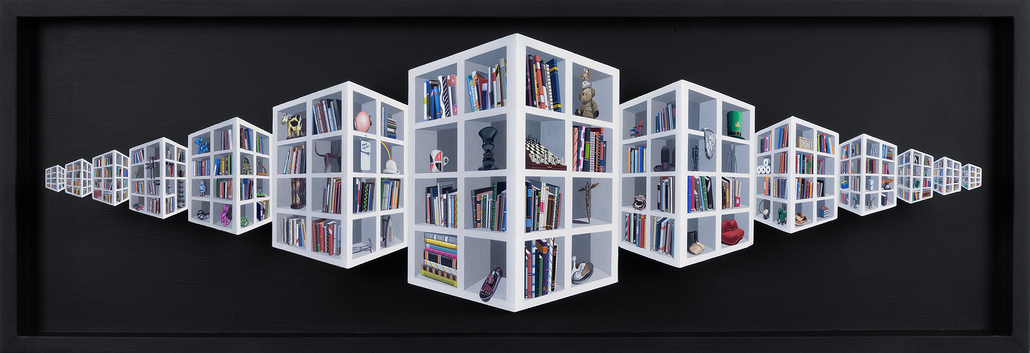 Shelf Portrait <p>2025 | 39.5 x 112.8 x 20.3 cm / 15 ½  x 44 ⅜ x 8 in.</p>
